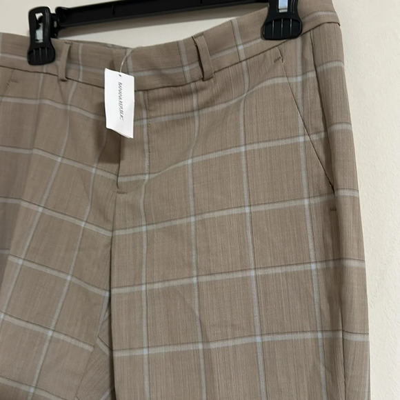 NWT Banana Republic Logan wool neutral plaid checkered trouser pants 2 SHORT - Picture 4 of 6